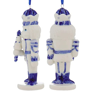 Porcelain Delft Blue Nutcracker Ornaments, 3 Assorted for Christmas