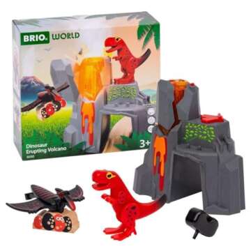 BRIO World - 36092 Dinosaur Erupting Volcano | Toy Train Set for Kids Aged 3 Years Up