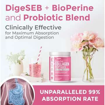 Hydrolyzed Collagen Peptides Powder - Skin, Hair, Nails & Joint Support, Grass-Fed Collagen Enhanced with Probiotics, Digestive Enzymes, Types I & III - Non-GMO, Gluten-Free, Unflavored, 35 Servings