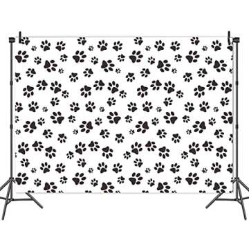 8X6FT Puppy Dog Paw Photo Background for Birthday Parties and Showers - Vinyl Backdrop for Kids