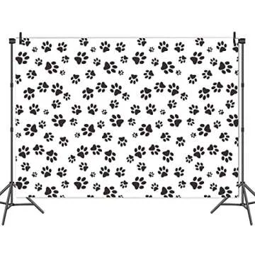 8X6FT Puppy Dog Paw Photo Background for Birthday Parties and Showers - Vinyl Backdrop for Kids