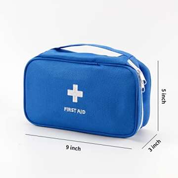 TOPASION Portable Empty First Aid Kit Bag, Travel Medicine Pouch, Small Medical Bag (Blue)