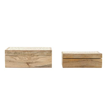 Elegant Handcrafted Mango Wood Boxes Set - Creative Co-Op