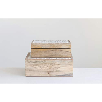 Elegant Handcrafted Mango Wood Boxes Set - Creative Co-Op