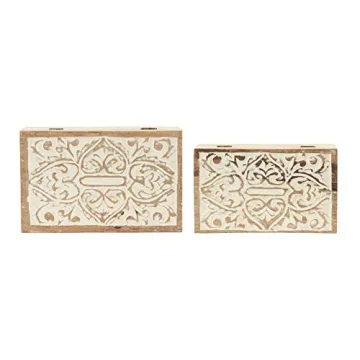 Elegant Handcrafted Mango Wood Boxes Set - Creative Co-Op
