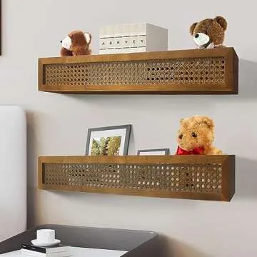 Lixintray Rattan Wall Shelf Set for Kids - Eco-Friendly Decor