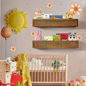 Lixintray Rattan Wall Shelf Set for Kids - Eco-Friendly Decor