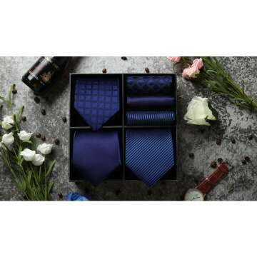 Men's Tie Set Collection - 3 Neckties & Pocket Square