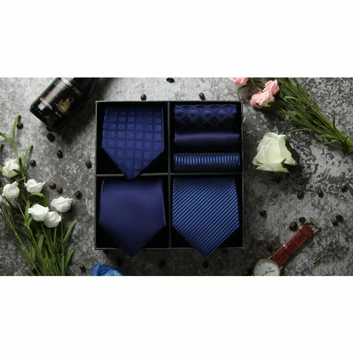 Men's Tie Set Collection - 3 Neckties & Pocket Square