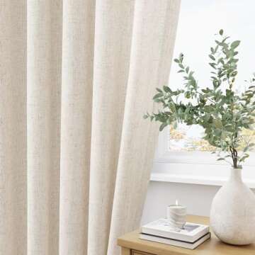 102 Inch Long Curtains Pinch Pleat Linen Curtains for Living Room 2 Panels Set Natural Cream Semi Sheer Light Filtering Boho Neutral 102 Inch Pleated Curtain with Hooks Floor Ceiling Bedroom Window