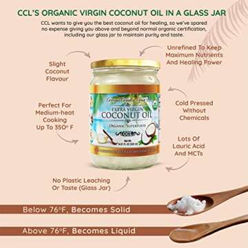 Coconut Country Living's Extra Virgin Coconut Oil - Cold Pressed, Unrefined organic Superfood for Hair, Skin, Beauty, Cooking - Keto & Paleo Diet Friendly - 16.91 oz - 2 Jars