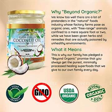 Coconut Country Living's Extra Virgin Coconut Oil - Cold Pressed, Unrefined organic Superfood for Hair, Skin, Beauty, Cooking - Keto & Paleo Diet Friendly - 16.91 oz - 2 Jars