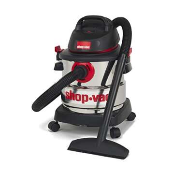 Shop-Vac 5989300 Stainless Steel Wet Dry Vacuum 4.5 Peak HP Stainless Steel Wet Dry Vacuum, 1.25 Inch Diameter x 7 Foot Hose, 6 Ft Cord Length, Ideal for Jobsite, Garage, Car & Workshop