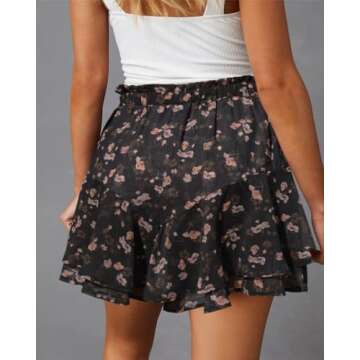 Aoudery Flowy Shorts for Women Casual Boho Floral Skorts Ruffle Mini Skirts Running Tennis Butterfly...