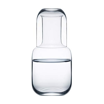 Sizikato 25 Oz Clear Glass Bedside Night Water Carafe with Tumbler Glass