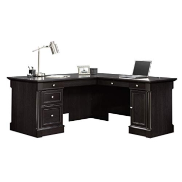 Elegant Sauder Palladia L-Desk with Ample Storage - Wind Oak Finish