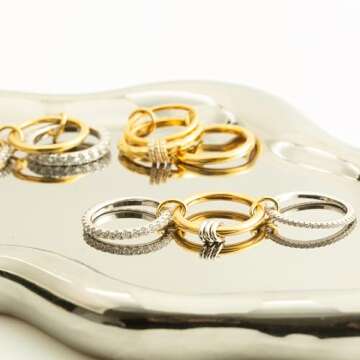 Stylish HOLINSE Stackable Rings for Women, Non-Tarnish