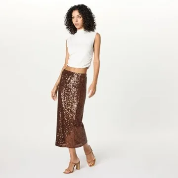 The Drop Women's Sequin Midi Skirt for Festive Occasions