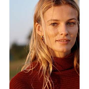 sovesi Chunky Gold Hoop Earrings for Women with 925 Sterling Silver Post, 14K Gold Plated Thick Gold Hoops Earrings for Women 25mm