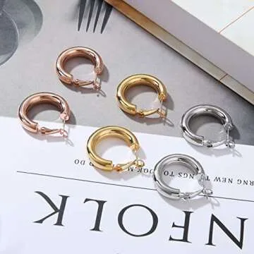 sovesi Chunky Gold Hoop Earrings for Women with 925 Sterling Silver Post, 14K Gold Plated Thick Gold Hoops Earrings for Women 25mm