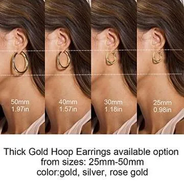 sovesi Chunky Gold Hoop Earrings for Women with 925 Sterling Silver Post, 14K Gold Plated Thick Gold Hoops Earrings for Women 25mm