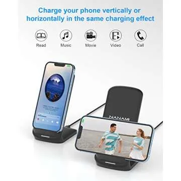 NANAMI Upgraded Fast Wireless Charger, Qi-Certified Wireless Charging Stand Compatible with Samsung Galaxy S24/S23/S22/S21/S20 & Qi Phone Charger for iPhone 16/16 Plus/16 Pro/16 Pro Max/15/14/13/12