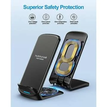 NANAMI Upgraded Fast Wireless Charger, Qi-Certified Wireless Charging Stand Compatible with Samsung Galaxy S24/S23/S22/S21/S20 & Qi Phone Charger for iPhone 16/16 Plus/16 Pro/16 Pro Max/15/14/13/12