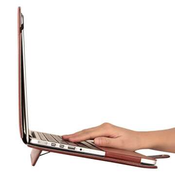 MOSISO Compatible with MacBook Pro 15 inch Retina (A1398, Version 2015/2014/2013/end 2012), PU Leather Portfolio Protective Stand Cover Sleeve, Brown