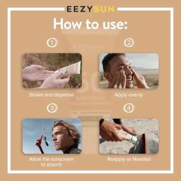 EEZYSUN Mineral SPF 50 Sunscreen | Infused with Aloe Vera | Vegan and Cruelty-Free | Hawaii 104 Reef Act Compliant | Broad Spectrum with UVA/UVB Protection | Natural & Non-Oily | 3.3 FL OZ