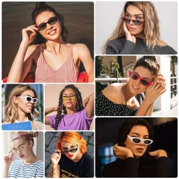 STORYCOAST Trendy Small Cat Eye Sunglasses for Women Retro 90s Oval Narrow Sun Glasses Vintage Skinn...
