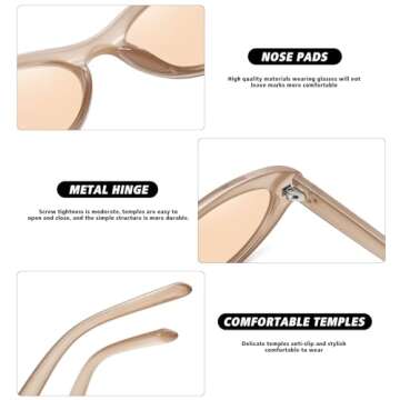 STORYCOAST Trendy Small Cat Eye Sunglasses for Women Retro 90s Oval Narrow Sun Glasses Vintage Skinny Shades UV400 Protection Light Coffee Frame-Light Brown Lens