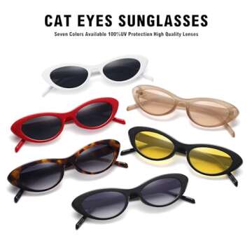 STORYCOAST Trendy Small Cat Eye Sunglasses for Women Retro 90s Oval Narrow Sun Glasses Vintage Skinny Shades UV400 Protection Light Coffee Frame-Light Brown Lens