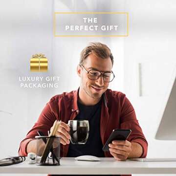 Dragon Glassware Double Walled Glass Coffee Mugs - 16 oz, Set of 2 Glass Coffee Cups to Keep Beverages Hot or Cold Longer - Clear Double Wall Insulated Mug