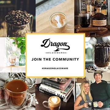 Dragon Glassware Double Walled Glass Coffee Mugs - 16 oz, Set of 2 Glass Coffee Cups to Keep Beverages Hot or Cold Longer - Clear Double Wall Insulated Mug