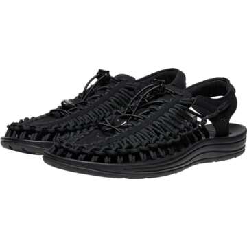 KEEN Men's UNEEK Classic Two Cord Sandals, Black/Black, 11 D (Medium) US