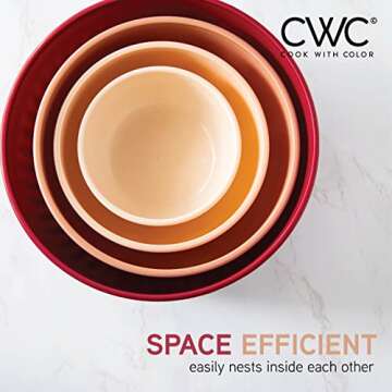 COOK WITH COLOR Prep Bowls with Lids- Wide and Deep Nesting Plastic Small Mixing Bowl Set with Lids, 8 Piece Set - Deep Bowls, Rose