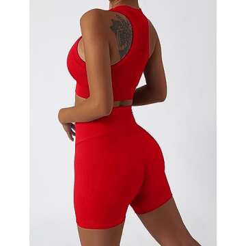 ABOCIW Workout Sets for Women: Stylish Summer Seamless Ribbed Biker Shorts