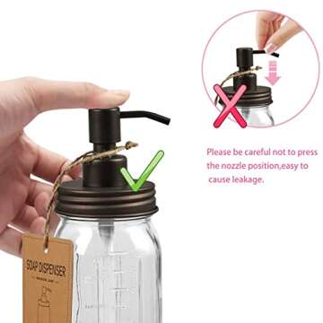 Amolliar Mason Jar Bathroom Accessories Set(4 Pcs) -Lotion Soap Dispenser & 2 Cotton Swab Holder &To...