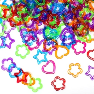 Rainbow Plastic Chain Links for Kids - 144 pcs Linking Geometric Shapes for Learning and Play