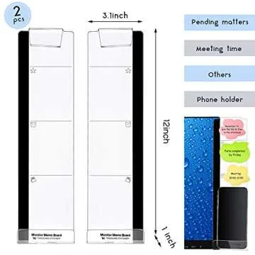Zonon Computer Memo Board Set with Phone Holder - 2 Stylish Panels