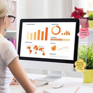 Zonon 2 Pcs Multifunction Computer Monitor Memo Board Computer Message Board Side Panel Desktop Sticky Note Holder Office Decor Women Transparent Memo Phone Holder Left and Right(2 Pieces)