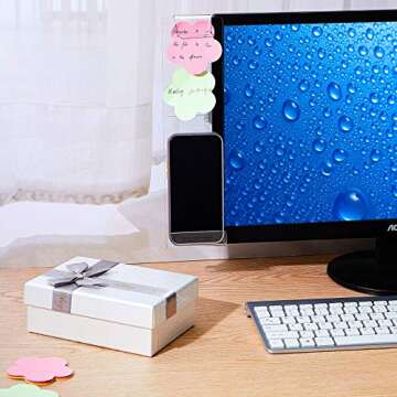 Zonon 2 Pcs Multifunction Computer Monitor Memo Board Computer Message Board Side Panel Desktop Sticky Note Holder Office Decor Women Transparent Memo Phone Holder Left and Right(2 Pieces)