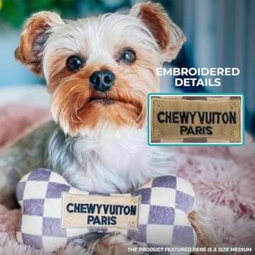 Haute Diggity Dog Checker Chewy Vuiton Bone - Plush Designer Dog Toy