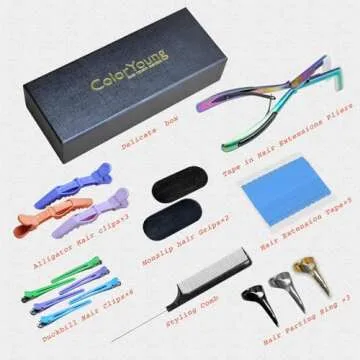 Professional ColorYoung Tape in Pliers Tool Kit for Seamless Hair Extensions and Styling