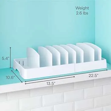 YouCopia StoraLid Food Container Lid Organizer, Expandable with Tall Dividers, White