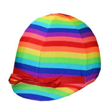 Equestrian Riding Helmet Cover - Rainbow Stripe
