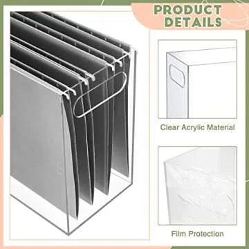 3 Pcs Acrylic File Organizer Acrylic Desktop File Box with Handle Hanging File Folder Box Clear File Holder Filing Box for Office Home School Letter Size File Folder Storage, 12.2 x 5.5 x 9.4 Inch