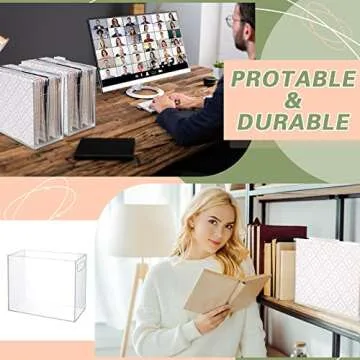 3 Pcs Acrylic File Organizer Acrylic Desktop File Box with Handle Hanging File Folder Box Clear File Holder Filing Box for Office Home School Letter Size File Folder Storage, 12.2 x 5.5 x 9.4 Inch