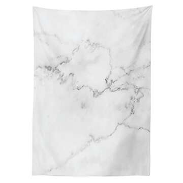 Ambesonne Marble Print Tablecloth, Mineral Nature Surface Motif Rock Formation Models Industrial Rea...
