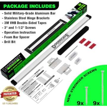 Door Security Bar-by Doorricade-Secure The Entire Width of Your Inward Opening Front Door-Safe Room. Fits Doors 33"-36" Wide.